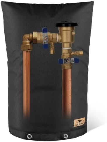 Backflow Preventer Insulation Cover - Water Pipe Insulation Sprinkler Cover for Outside - Insulated Backflow Cover Pouch for Irrigation Back Flow Valve in Winter or Sun Exposure (24"W x 36"H, BLACK) by DEMEDO