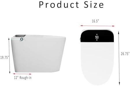 WinZo Tankless Smart Toilet With Heated Bidet Seat,Hands-Free Function, Powerful Flush 1.28 GPF, Auto Open/Close/Flush,LED Screen,White - Image 3