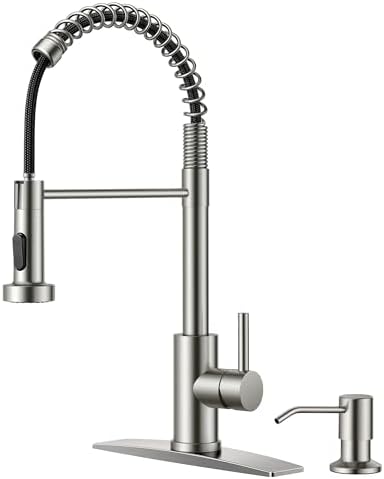 FORIOUS Kitchen Faucet with Soap Dispenser, Single Handle, Brushed Nickel by FORIOUS