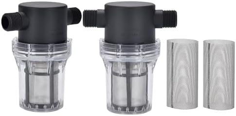 2 Pcs Water Filter, Twist-On Pipe Strainer, Nylon PA66 cover, PC bowl with 40 and 100 Mesh 304 Stainless Screen (1/2’‘ male) by VOYA