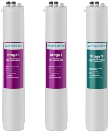 3-Stage 1:1 Reverse Osmosis Replacement Filters Compatible with Pure Blue Water Filtration System, Two Stage 1 Pre-Carbon Block Filters and One Stage 3 Post-Carbon Filter by Unknown