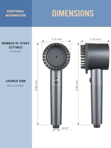 Cobbe Filtered Shower Head with Handheld, 4+1 Spray Mode Showerhead with Filters, Built-in Power Wash for Hard Water - Remove Chlorine - Reduces Dry Itchy Skin, Matte Gray - Image 6