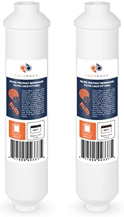 Aquaboon Inline Water Filter for Refrigerator 2-Pack of Inline Post/Carbon Polishing Water Filter Catridge for Reverse Osmosis System Standard Size (Jaco fitting) by Aquaboon