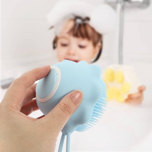 2 Pack Silicone Bathing Brush with Shower Gel Holder for Babies - Image 5
