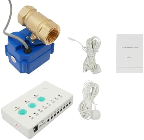 Water Leak Detector Kit, Water Pipe Leakage Monitor with DN 20 Ball Valve for DN8-DN25 Valves, Fit Pipes 3/4 NPT and Sound Light Alarms, Reaction Speed 1s, for Kitchens, Swimming Pools by Unknown