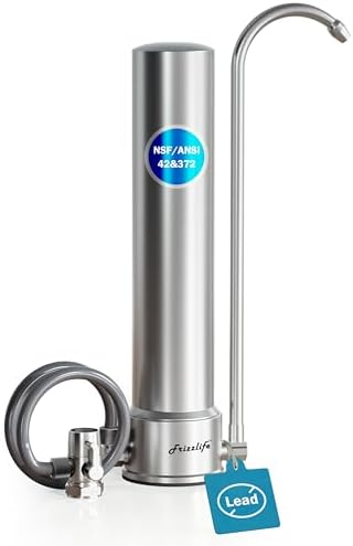 Frizzlife SS99 Countertop Water Filter System, NSF 42&372 Certified 6-Stage Stainless Steel Water Filter for Sink Faucet Reduces 99.99% Lead, Chlorine, Heavy Metals, 8000 Gallons (1 Filter) by FRIZZLIFE