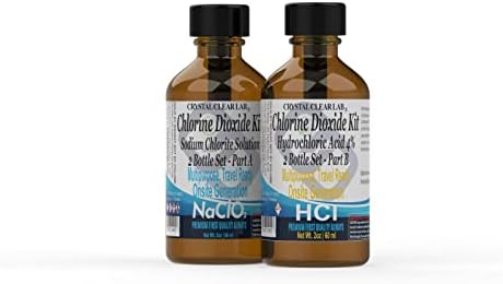 Crystal Clear Lab Chlorine Dioxide 2oz Pure Solution 4 Glass Bottle Kit - Image 2