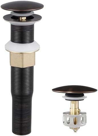 KES Bathroom Sink Drain with Strainer Basket Hair Catcher Anti Clog Pop Up Drain Stopper Vanity Vessel Sink Without Overflow, Oil Rubbed Bronze S2013D-ORB by KES