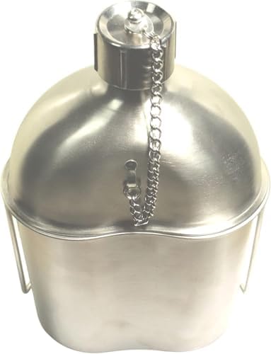 ALFA 1 Military Stainless Steel Canteen & Kidney Style Cup for Hiking, Camping, 1 Quart Canteen - Image 5