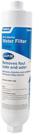 Camco TastePURE RV Carbon Water Filter – Reliable RV Inline Water Filter to Reduce Bad Taste & Smell – GAC Camper Water Filter – Made in USA – Camping Essentials for Fresh Drinking Water (40645) by Camco