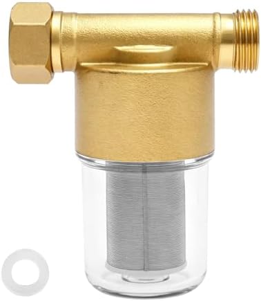 Brass Inline Water Filter, 40 Micron Reusable Spin Down Sediment Filters, Stainless Steel Pre-Filter for Washing Machine, Shower, Water Heater and Faucet, Anti-Scale & Impurity Removal - Image 3