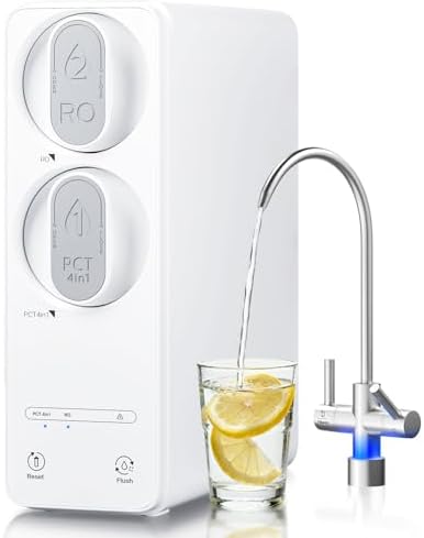 Ecoviva 600GPD Reverse Osmosis System, RO Under Sink Water Filter System, Tankless, Lower TDS, 2.5:1 Pure to Drain Ratio, LED Panel with Filter Monitor, Online Installation Guide, White by Ecoviva