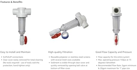 Merrill MFG 1-Inch Spin Down Sediment Water Filter, PVC T-Style with 100 Mesh Screen for Well and Irrigation Filtration - Image 2