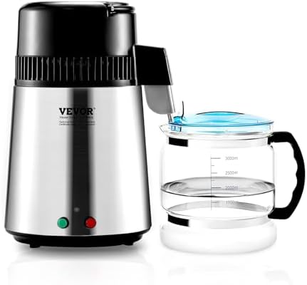 VEVOR Water Distiller, 4L/1.1 Gallon Pure Water Purifier Filter for Home Countertop, 750W Distilled Water Maker, Stainless Steel Interior Distiller Water Making Machine to Make Clean Water, Silver by VEVOR
