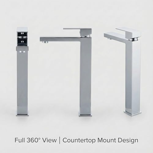 AVSIILE Chrome Vessel Sink Faucet, 1 Hole Single Handle Tall Faucets - Image 6