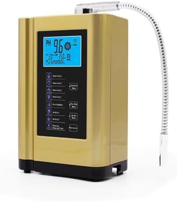 Alkaline Water Ionizer Machine, Multi-Level pH Water Filter System, 3.5 L/min Flow Rate, Easy Installation, Auto Cleaning Function, 3 Types Water Output, Countertop or Wall Mount Gold by OUOQNUE