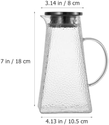 1.2l Glass Water Pitcher with Lid, Hammer Pattern Serving Jug - Image 2