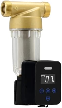 Spin Down Sediment Water Filter: 50/100 Micron Precision, Plug - in with Touch - Screen Auto Flushing, Brass Top Clear Housing & Reusable, Plug-in Use Only by HOME