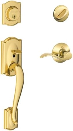 SCHLAGE Century Front Door Handleset, Right Hand Accent Lever, Bright Brass by Unknown