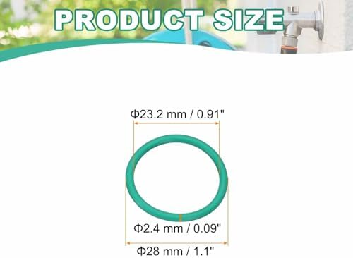 HARFINGTON 10 Pcs Fluorine Rubber O-Rings 28mm OD 23.2mm ID 2.4mm Width Round Sealing O Ring Seal Gasket for Industrial Engines Plumbing Faucet Hose Automotive - Image 2