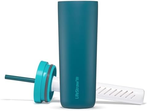 LifeStraw Go Series Tumbler – Double Wall Insulated Stainless Steel Water Filter, Laguna Teal, Designed for Everyday Use, Removes Bacteria, Parasites, Microplastics, and Improves Taste - Image 3