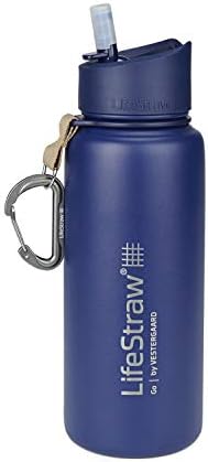 LifeStraw Go Stainless Steel Water Filter Bottle, 24 oz, Blue by Unknown