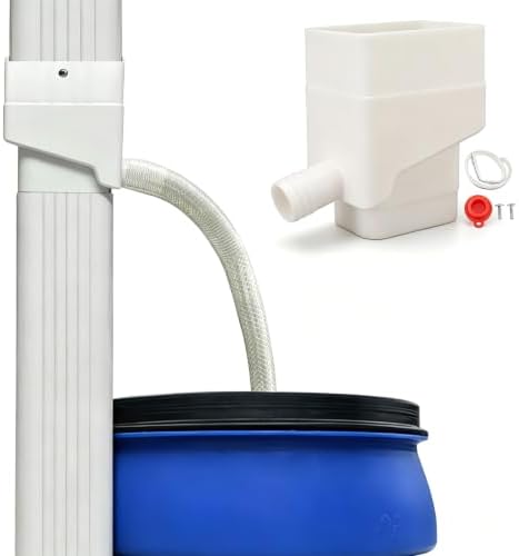 Rainwater Collection System, Gutter Downspout Diverter Rain Diverter Kit Rainwater Downspout Collection for Outdoor Garden Lawn (White) by Cyrank