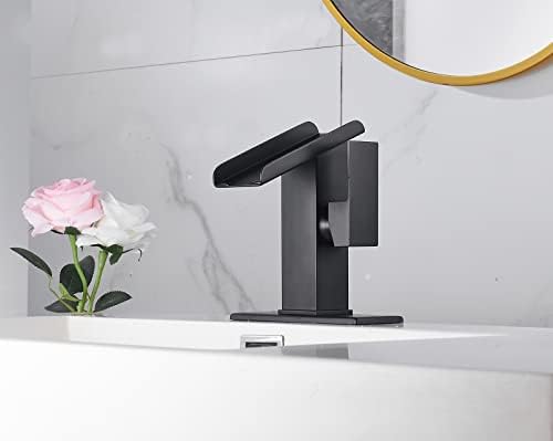 Black Bathroom Faucet Waterfall 1 Hole Bath Lavatory Vanity Sink Faucet Single Handle Modern Basin Tap Brass Deck Mount Commercial - Image 4