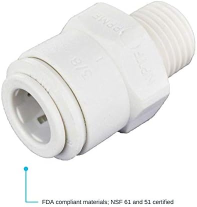 John Guest 3/8 Inch OD x 1/4 Inch NPT Male Connector, Push to Connect Plastic Plumbing Fitting, PP011222WP - Image 2