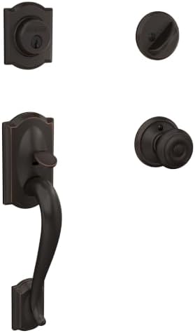 SCHLAGE Front Door Entry Handleset, Georgian Knob, Aged Bronze by Unknown