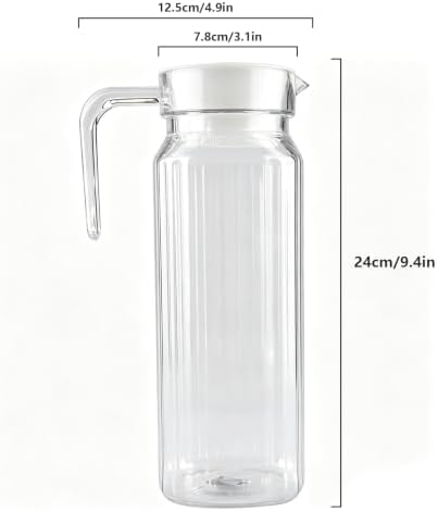 Plastic Pitcher with Lid, Transparent Acrylic Pitcher with Lid, Square Shape Pitchers Beverage Pitchers, Not Easy to Break Acrylic Lemonade Jug for Juice Milk (37.2 fl oz) - Image 5