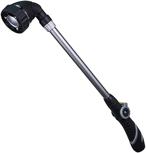 Watering Wand for Hanging Baskets & Windows, Lightweight 6-Spray Wand, Ergonomic Nozzle for Garden, Patio, Car Cleaning (Silver- Black, 22 Inch) by FLORIAX