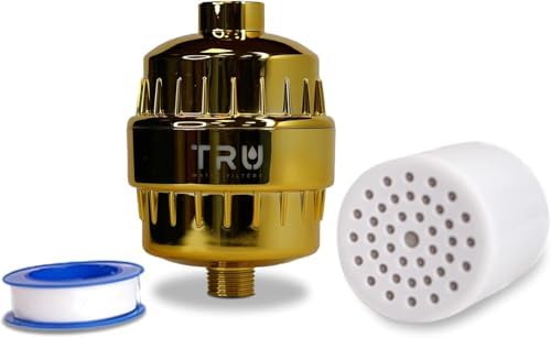 TRU High Output Shower Filter - Reduces Chlorine and other Harmful Sediments. Relieves dry and itchy skin, while Improving the health of your Hair, Skin, and Nails (Gold) by Unknown