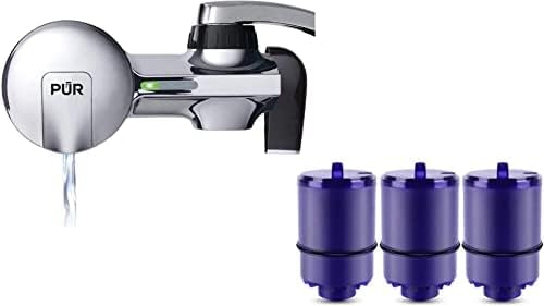 PUR Faucet Mounted Water Filtration System with 4 Filters, Chrome Horizontal Attachement (kjbv8) by PUR