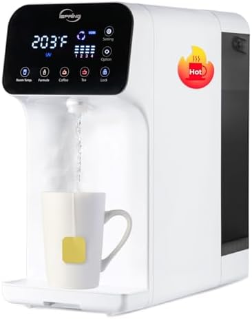 iSpring RCD100 5-Stage Countertop Reverse Osmosis System, Instant Hot RO Water Dispenser with UV, 2.5:1 Pure to Drain, 100 GPD Portable Water Filtration System, 4 Temperature Options, Plug and Play by iSpring