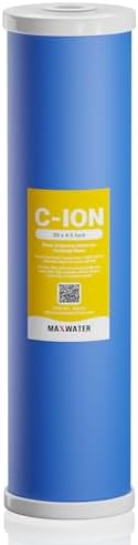 (1 Pack) Calcium, Magnesium TDS Hardness Reduction Water Softening 20" x 4.5" Cation Resin Filter Compatible with 20" BB Whole House Water Filter Systems by MaxWater