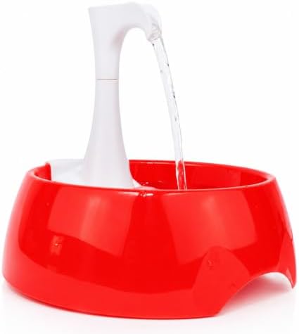 Aqua First Pet Water Fountain - Automatic Drinking Bowl for Cats and Dogs - Light and Portable - Replaceable Filters - Ergonomic Design - 1.2L/42 fl oz - Red by HOME