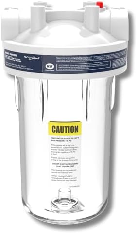 Whirlpool 10" x 4.5" Large Capacity Whole House Water Filter System WHKF-DWHBB, 1" Metal Port, Home Water Pre-Filtration for Well and City Water, Clear Housing, Timer Included for Replacement Filter by Whirlpool