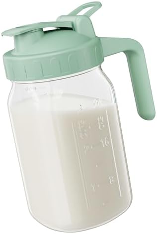 JunVpic Breast Milk Pitcher, 32 oz Wide Mouth Glass Mason Jar with Lid by Junvpic
