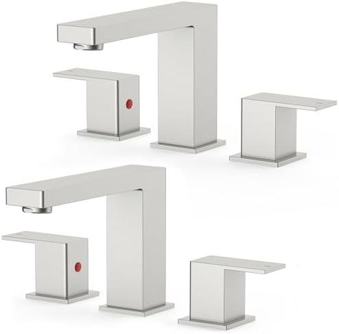 FORIOUS 2 Pack Brushed Nickel Bathroom Faucets 3 Hole, 8" Commercial Faucet by FORIOUS