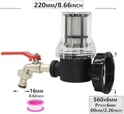 1Pcs IBC Tank Tap Adapter Filter 1/2 3/4 1inch Male Female Threads Water Screen S60 Thread Nipple 1000L Rain Barrel Fitting(2) - Image 2