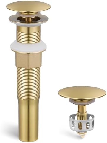 KES Sink Drain Without Overflow Anti Clogging Pop Up Drain with Strainer Bathroom Sink Drain Assembly Brushed Gold, S2013D-BZ by KES