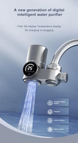 Smart Faucet Filter with Digital Temperature Display, Real-Time LED Water Temperature Monitor, Multi-Layer Filtration System, Universal Adapters for Kitchen and Bathroom - Image 4