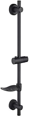 Tecmolog 69cm Shower Head Slide Bar ABS Plastic Height Adjustable Suction Cups Shower Bar with Dish Black, BB4044 by Tecmolog