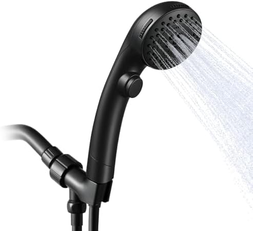 OFFO Shower Head with Handheld, 5 Mode Handheld Shower Head with On Off Switch for Water Saving, High Flow Powerful Boosting Showerheads with 60" PVC Hose & Holder, Matte Black by OFFO