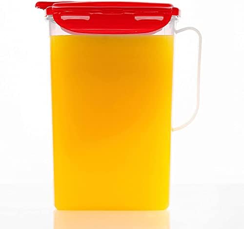 LocknLock Aqua Fridge Door Water Jug | Clear Pitcher | BPA Free Plastic_Pitcher with Lid | 2 Quart Pitcher with Lid for Water, Juice, Tea & More Beverages, Red, 67.6 Ounces (Pack of 12) by LocknLock