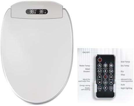 Electric Bidet Toilet Seat, Filtered & Unlimited Warm Water, 8 Modes Spa Wash, Warm Air Dryer, Heated Seat, Self-Clean Stainless Steel Nozzle, HD Night Light. 10-year warranty. (TB-38E,Elongated) - Image 6