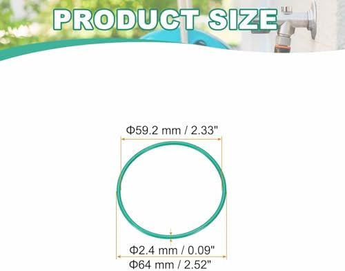 HARFINGTON 5 Pcs Fluorine Rubber O-Rings 64mm OD 59.2mm ID 2.4mm Width Round Sealing O Ring Seal Gasket for Industrial Engines Plumbing Faucet Hose Automotive - Image 2