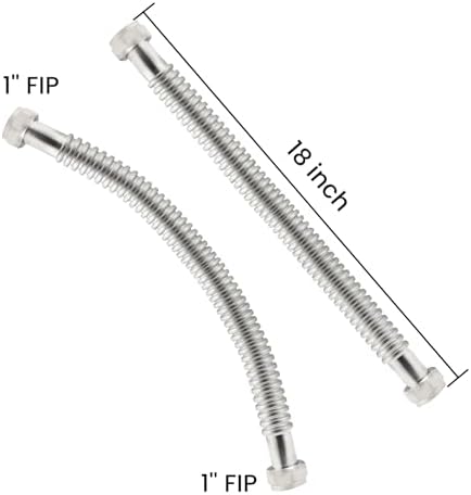 18inch Stainless Steel Corrugated Water Heater Connector Flexible for Female Iron Water Pipes Fitting, 1" FIP x 1" FIP, 18" Length (2 Packs) - Image 2