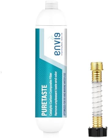Envig Puretaste Catalytic Carbon KDF Inline RV Filter, Chloramine, Hydrogen Sulfide, Chlorine, VOCs & Chemicals Removal for RV, Marine, and Active Outdoor Living (1) by Envig